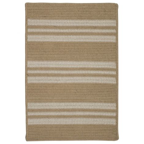 Sunbrella Southport Stripe UH99 Wheat Casual, Acrylic Braided Area Rug by Colonial Mills