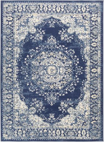 Ustad UST-2303 Navy, Denim Machine Woven Traditional Area Rugs By Surya