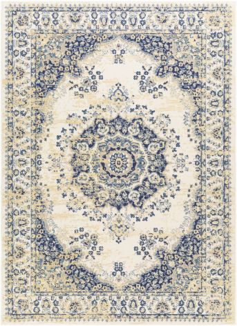 Ustad UST-2304 Navy, Denim Machine Woven Traditional Area Rugs By Surya