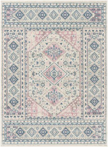 Ustad UST-2317 Pale Pink, Cream Machine Woven Traditional Area Rugs By Surya