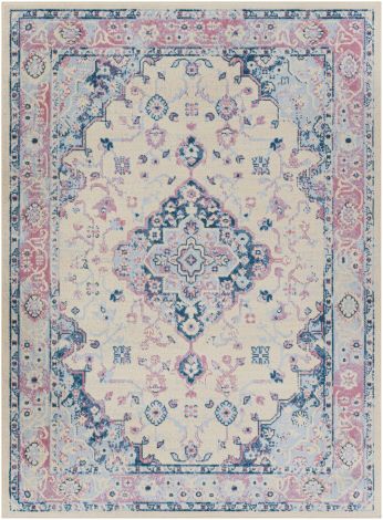 Ustad UST-2326 Pale Pink, Denim Machine Woven Traditional Area Rugs By Surya