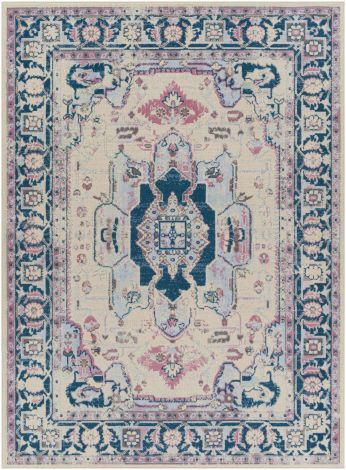 Ustad UST-2328 Denim, Pale Pink Machine Woven Traditional Area Rugs By Surya